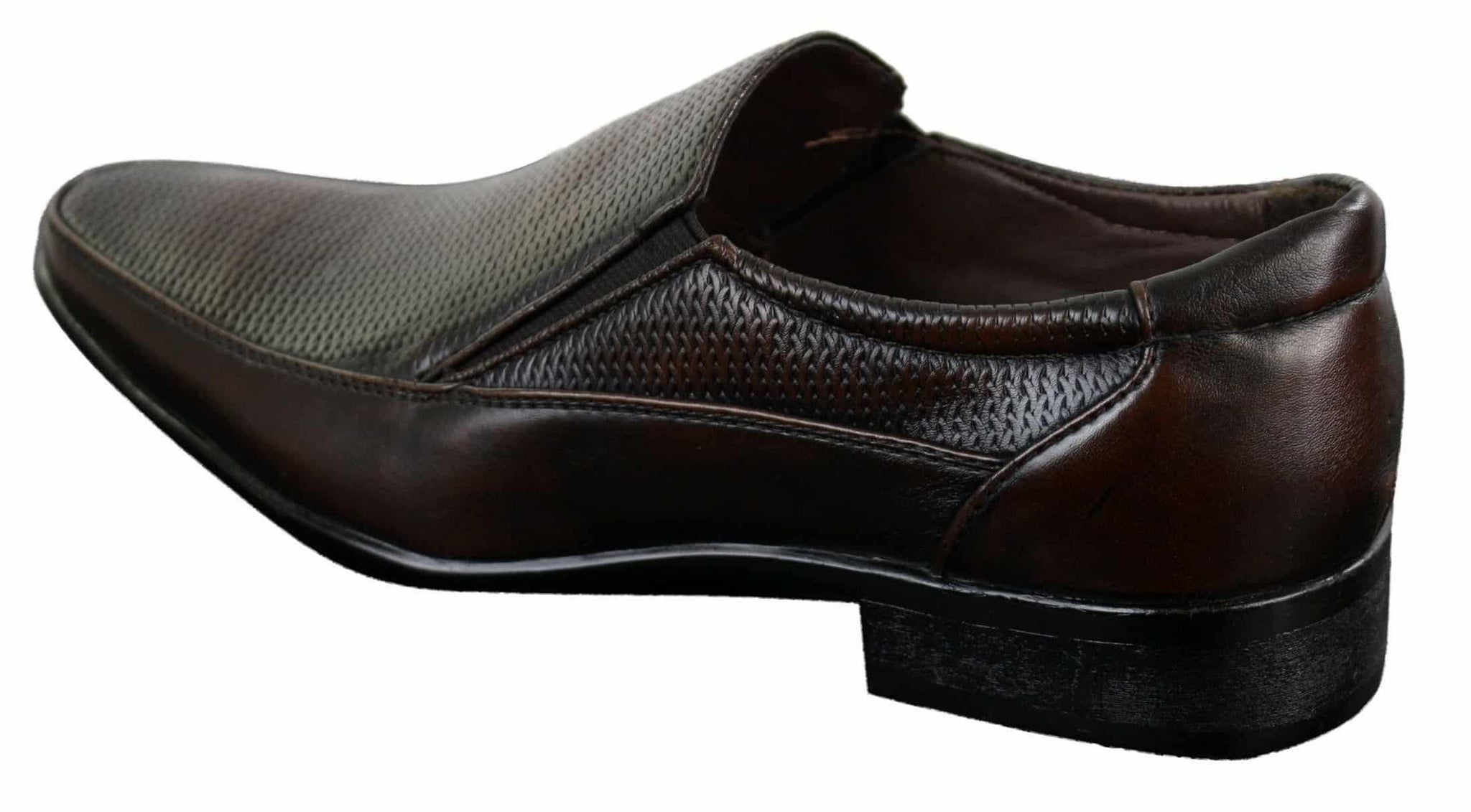 Herr Bruna Svarta Formella Eleganta Slip-On Skor Texturerad PU-läder Italiensk Design