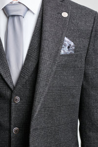 Svart Glen Check 3-delad kostym för män