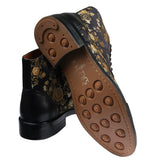 Adam - Herr Oxford-stövlar i läder med blommönster, svarta ankelstövlar