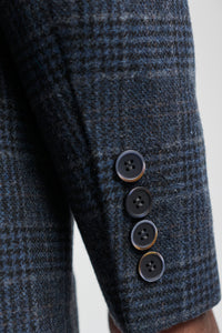 Herrkostym med blå rutig tartan, tre delar