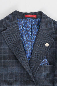 Herrkostym med blå rutig tartan, tre delar
