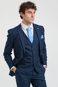 Herr Marinblå 3-delad kostym Fågelstjärnskostym Bröllopsbal Formell Elegant Klassisk