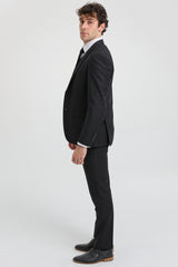 Paul Andrew Parker - Herr 3-delad svart skräddarsydd kostym med klassisk dörr, sörjande begravning