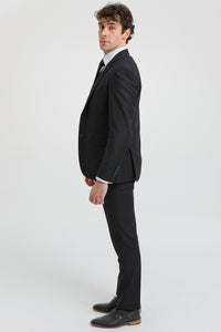 Paul Andrew Parker - Herr 3-delad svart skräddarsydd kostym med klassisk dörr, sörjande begravning