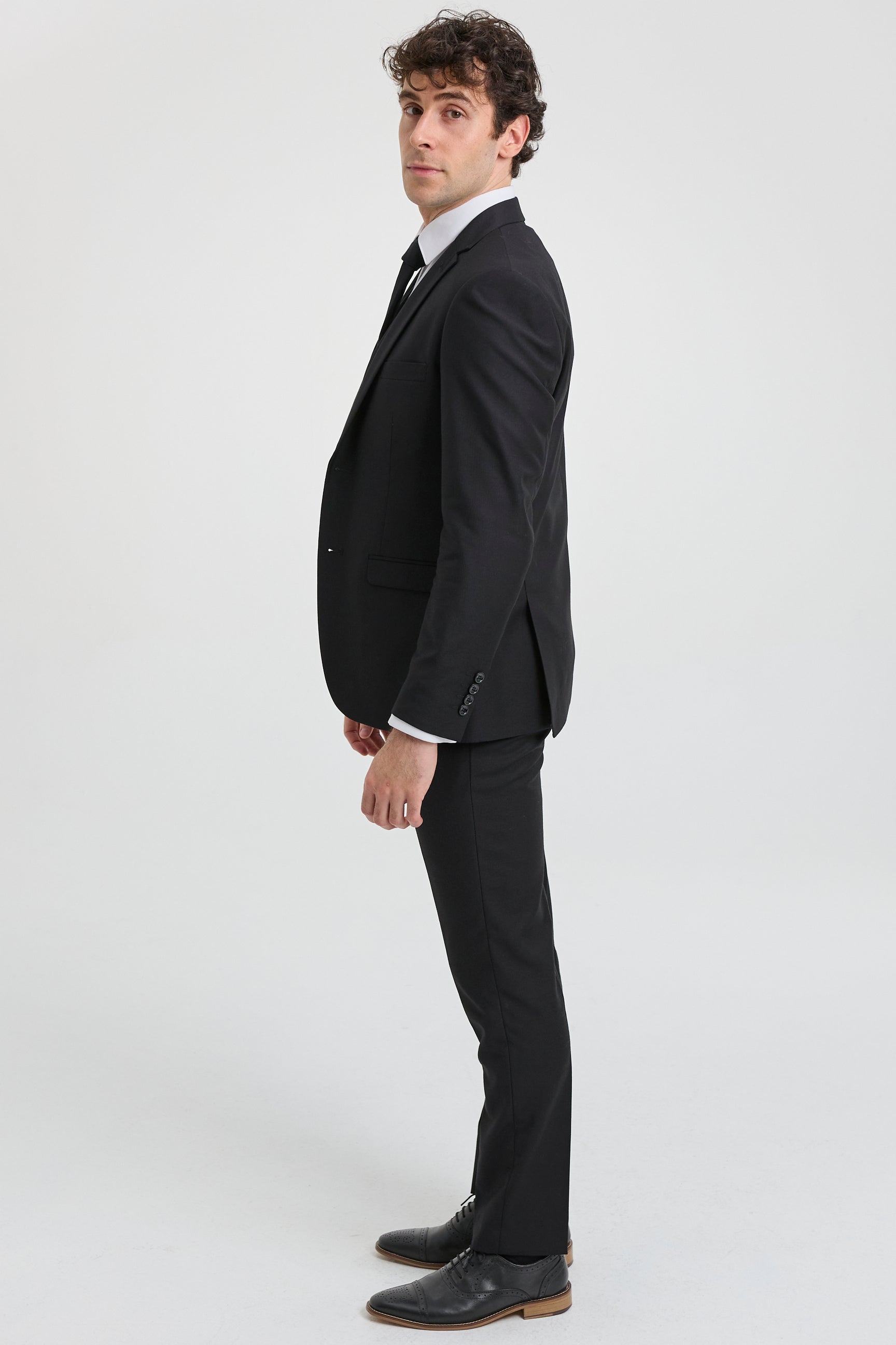 Paul Andrew Parker - Herr 3-delad svart skräddarsydd kostym med klassisk dörr, sörjande begravning