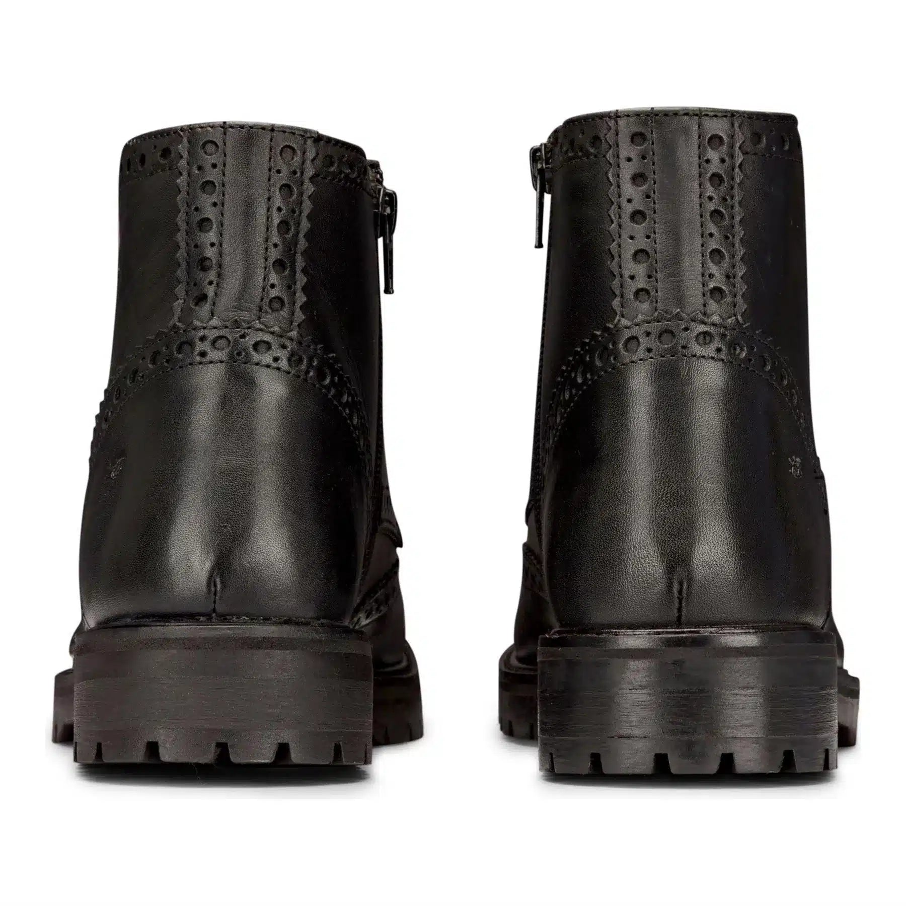 Herr Äkta Läder Snörade Platå Brogue Militärstövlar Punk Rock Svart Brun