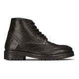 Herr Äkta Läder Snörade Platå Brogue Militärstövlar Punk Rock Svart Brun