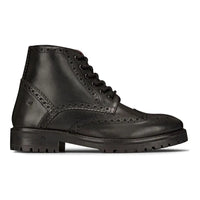Herr Äkta Läder Snörade Platå Brogue Militärstövlar Punk Rock Svart Brun
