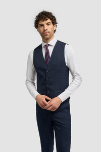 Caridi - Marinblå väst i tweed för män