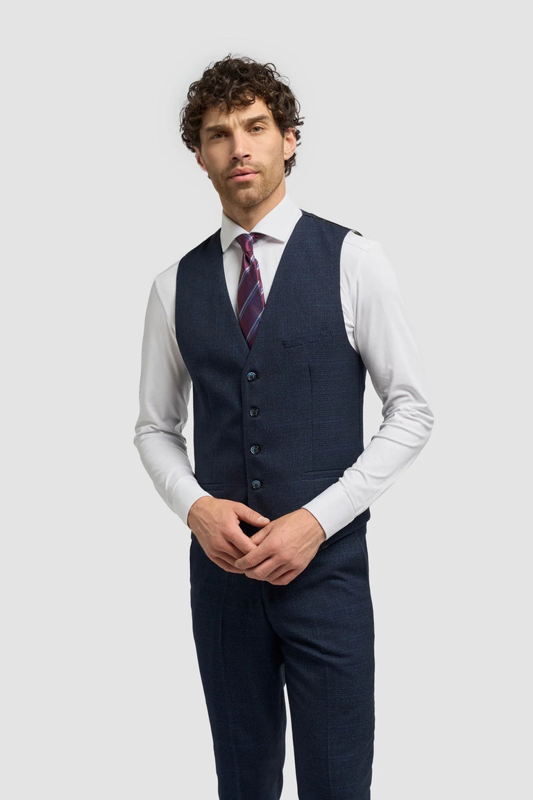 Caridi - Marinblå väst i tweed för män