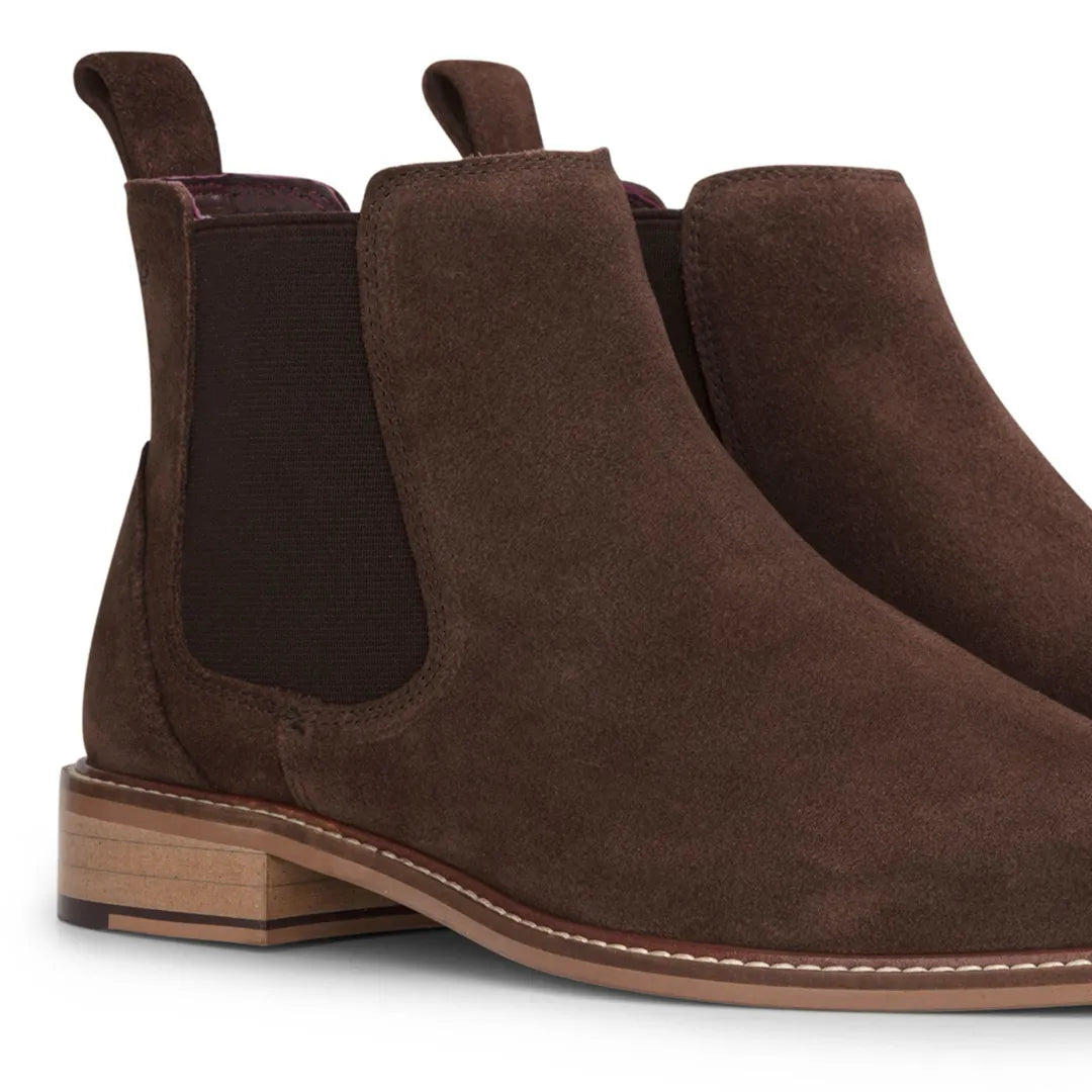 Bruna slip-on Chelsea-stövlar i mocka för män