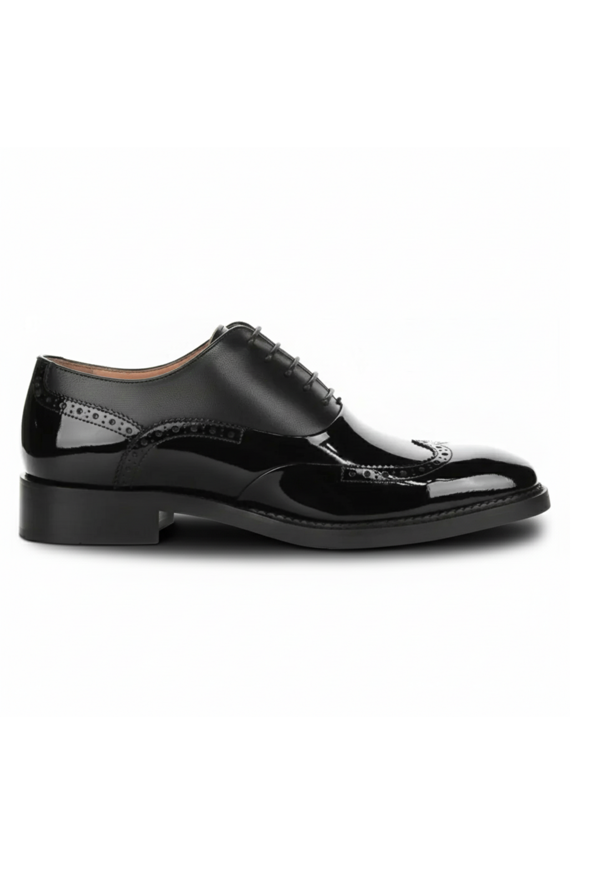 Harry - Herrskor i svart lackläder med brogues