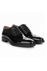 Harry - Herrskor i svart lackläder med brogues