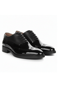 Harry - Herrskor i svart lackläder med brogues