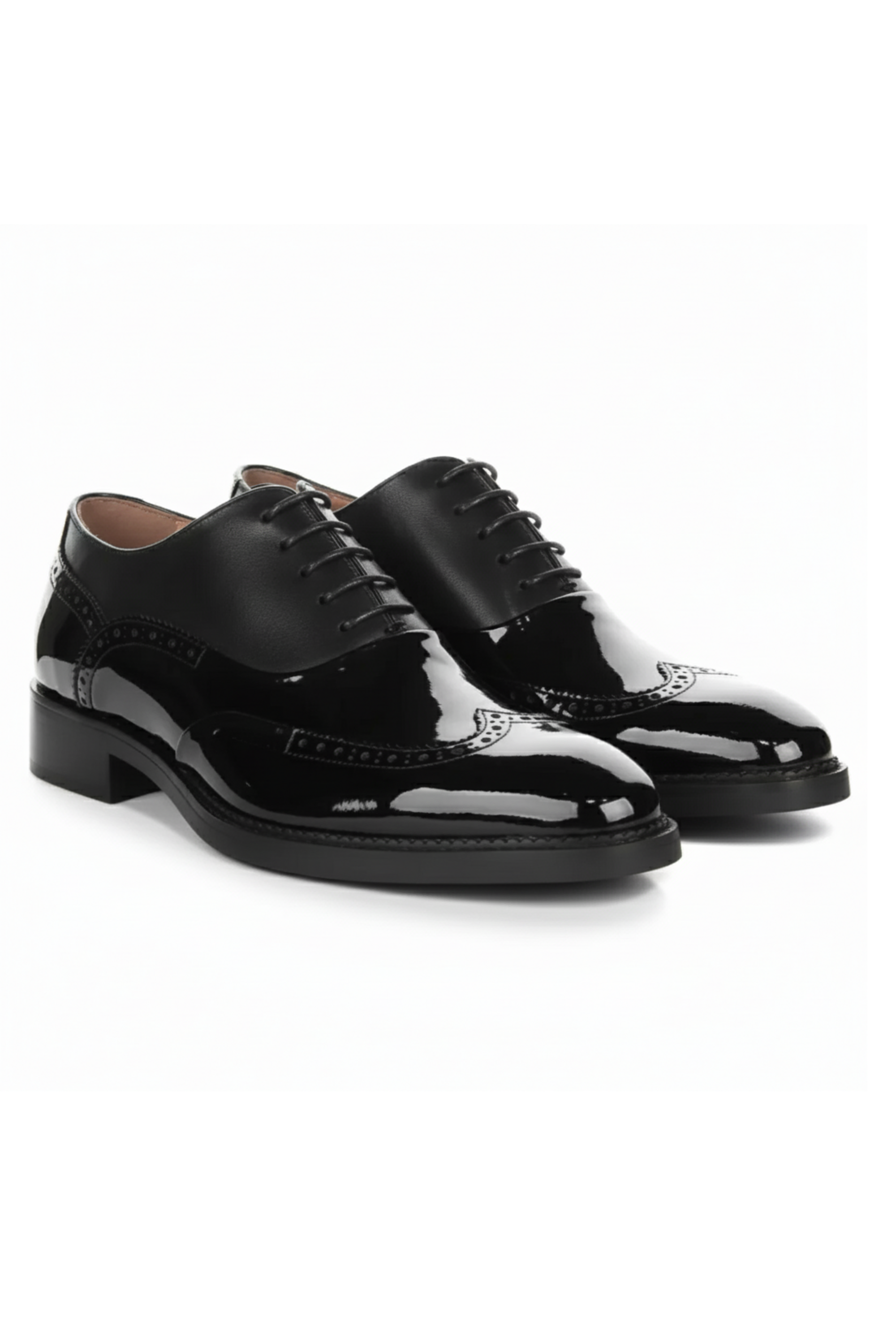 Harry - Herrskor i svart lackläder med brogues