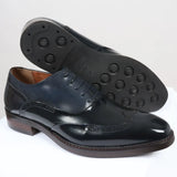 Harry - Marinblå brogueskor i lackläder för män