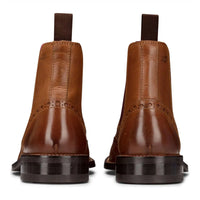Herr Slip-On Äkta Läder Brogue Stövlar Bruna Bruna Klassiska Eleganta Formella London