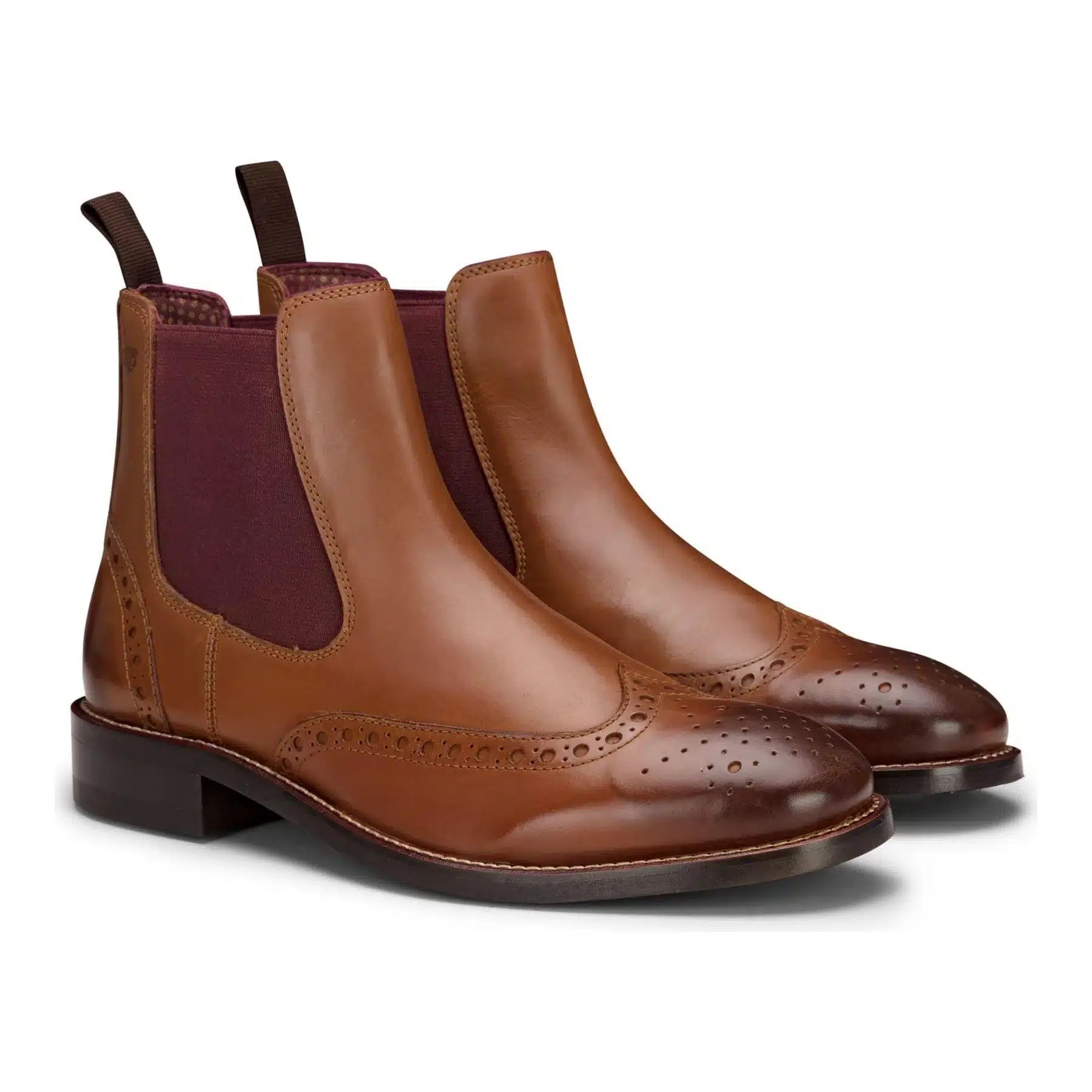 Herr Slip-On Äkta Läder Brogue Stövlar Bruna Bruna Klassiska Eleganta Formella London