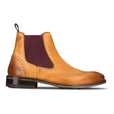 Herr Slip-On Äkta Läder Brogue Stövlar Bruna Bruna Klassiska Eleganta Formella London