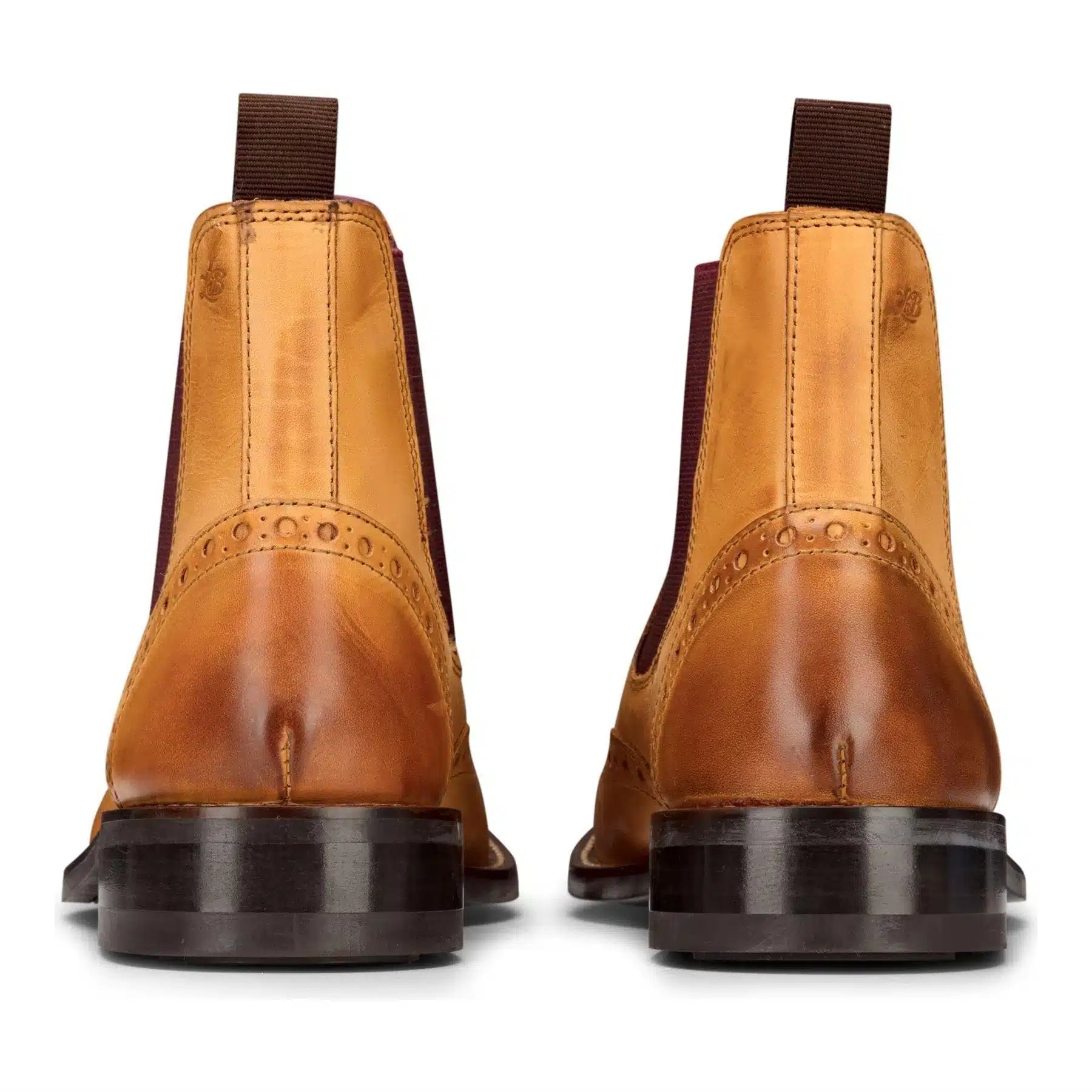 Herr Slip-On Äkta Läder Brogue Stövlar Bruna Bruna Klassiska Eleganta Formella London