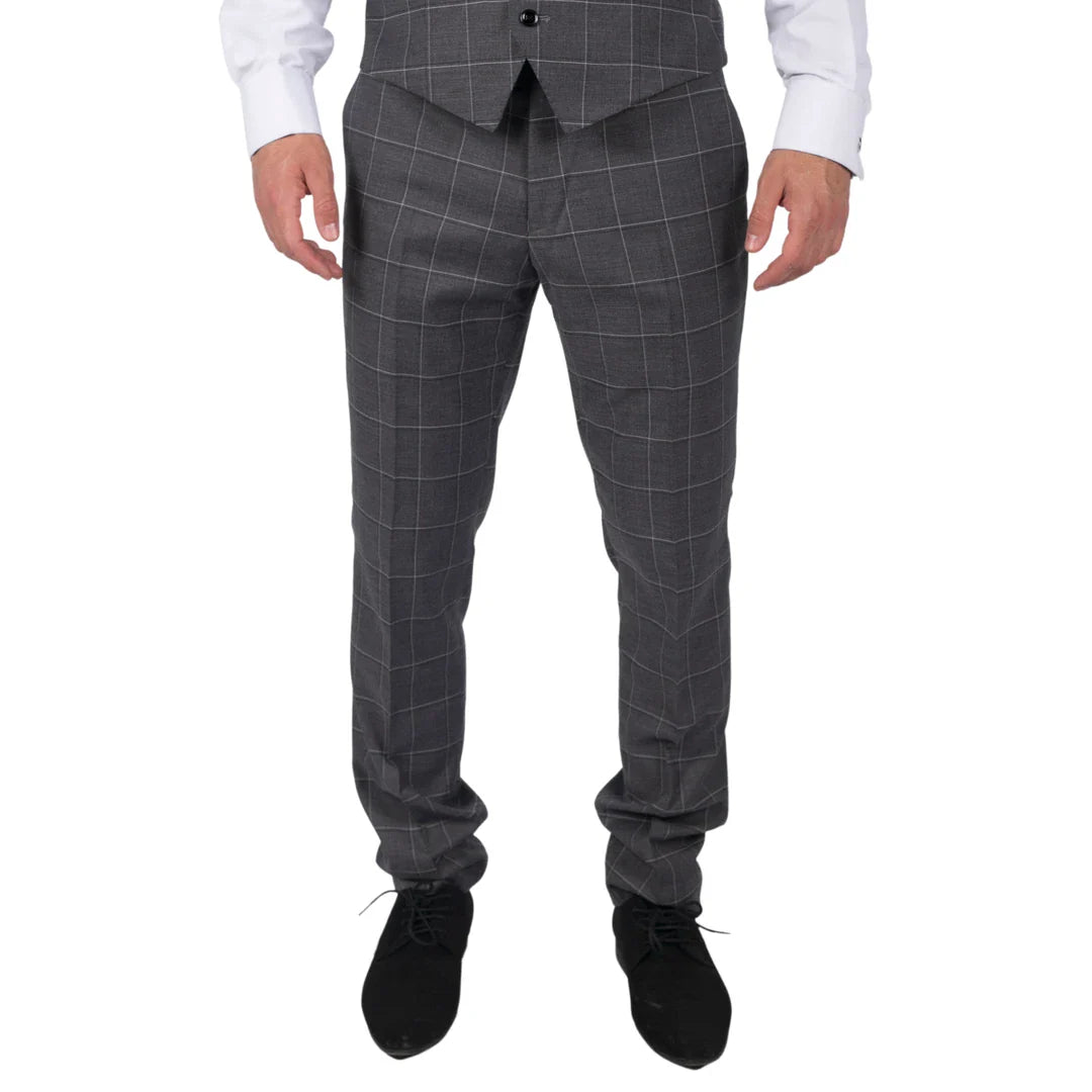 Hobbs - Herrbyxor med grå rutor, vintagestil, retro, elegant bröllop