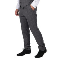 Hobbs - Herrbyxor med grå rutor, vintagestil, retro, elegant bröllop