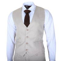 Klassisk enfärgad krämfärgad 3-delad kostym för män