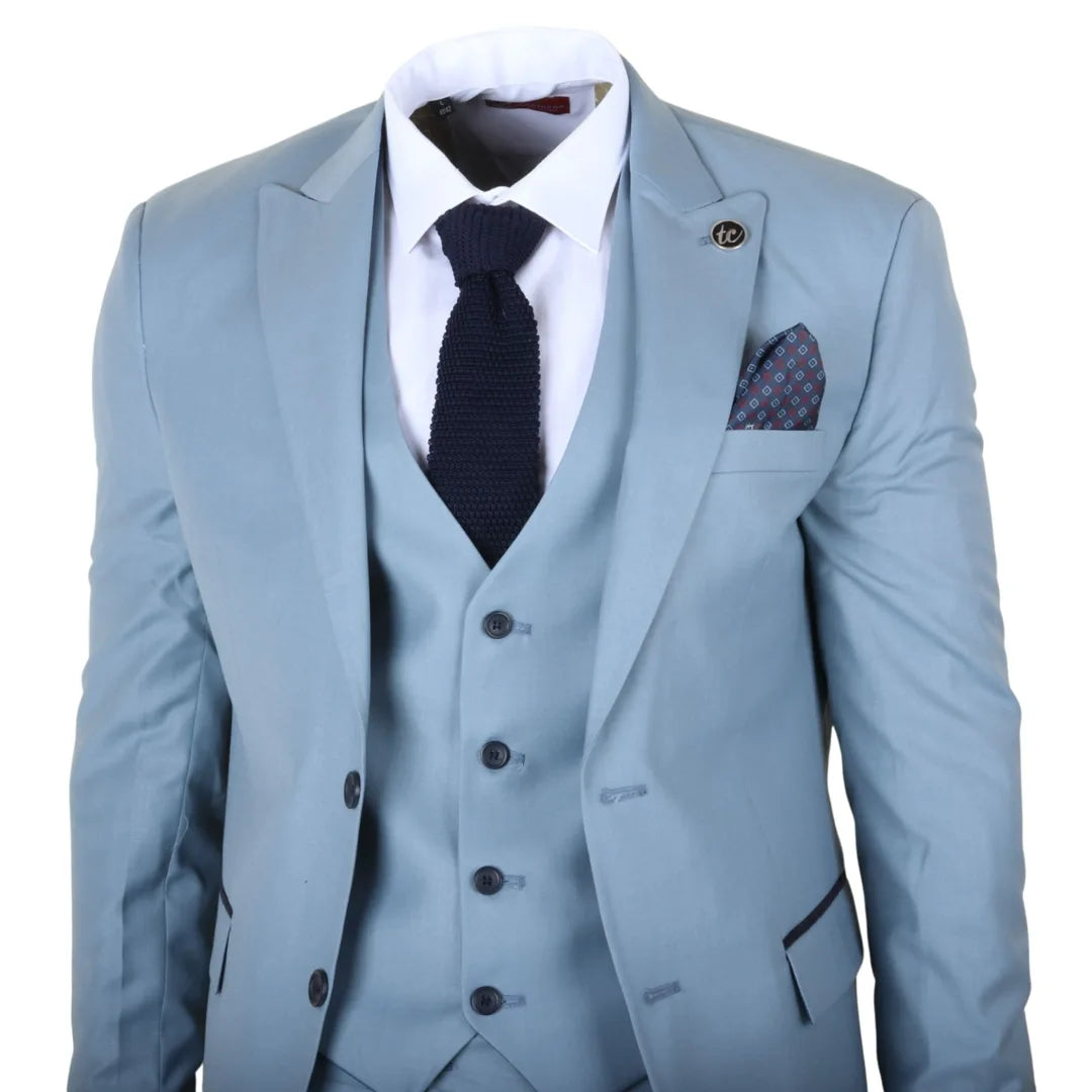 IM32 - Enfärgad turkosblå herrkostym i tre delar