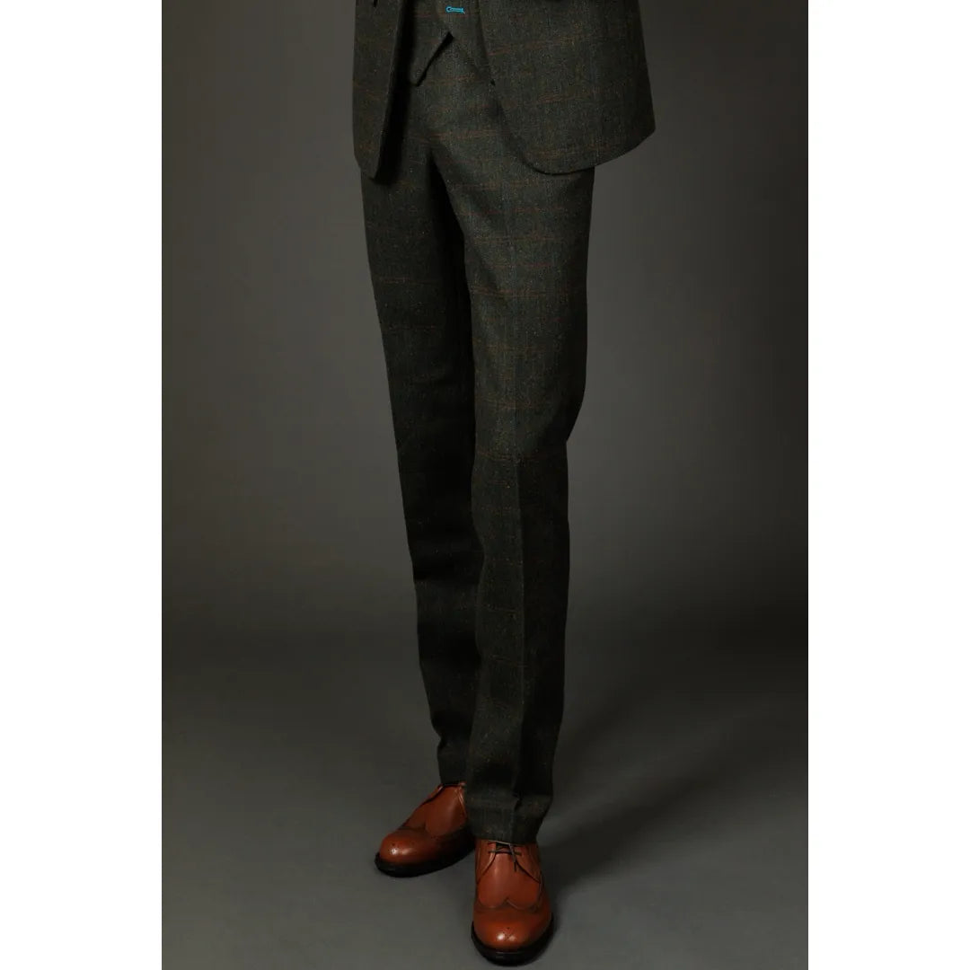 Joshua - Herr Grönt Tweed Rutigt Byxa