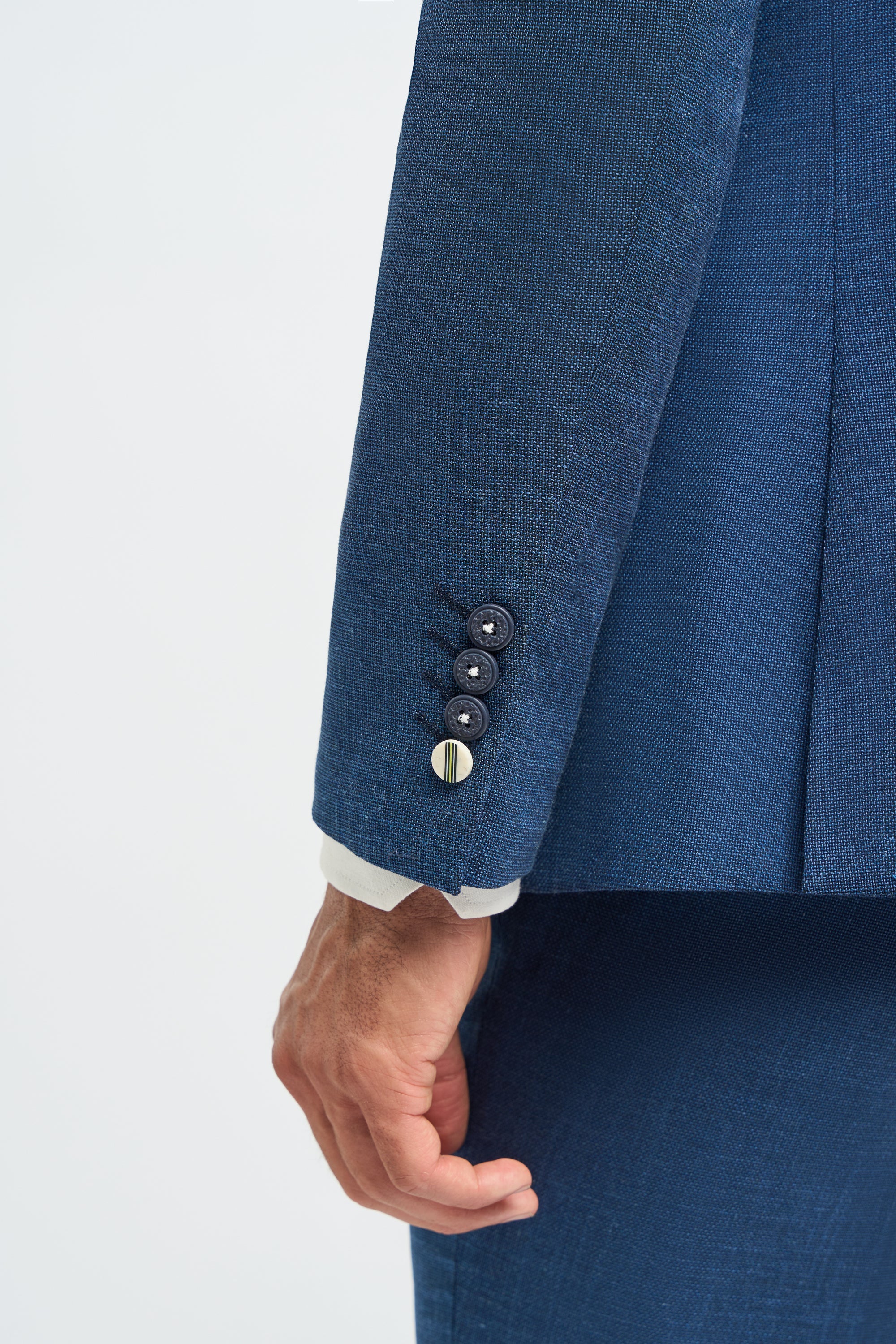 Blå sommarkostym i linne för män