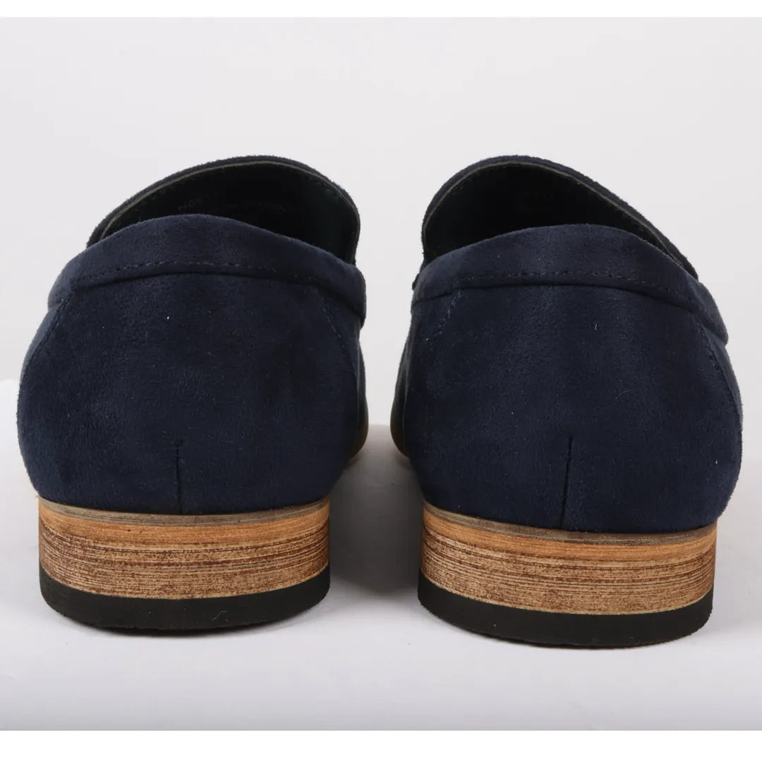 Marinblå, lätta loafers i mocka för män