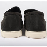 Svarta slip-on loafers i mocka för män, bekväm passform