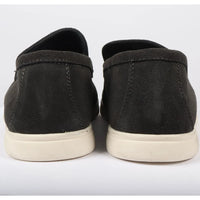 Svarta slip-on loafers i mocka för män, bekväm passform