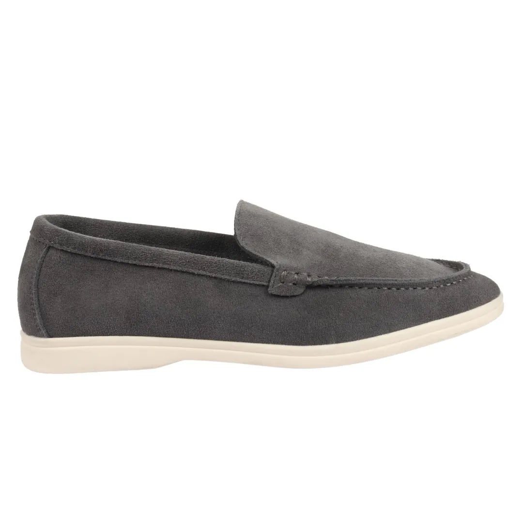 Herr Grå Slip On Loafers i Mocka med Comfort Fit
