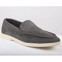 Herr Grå Slip On Loafers i Mocka med Comfort Fit