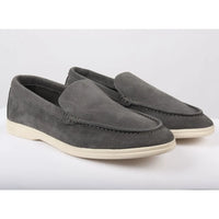 Herr Grå Slip On Loafers i Mocka med Comfort Fit