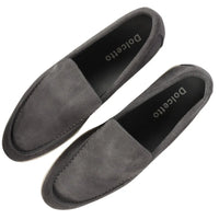 Herr Grå Slip On Loafers i Mocka med Comfort Fit