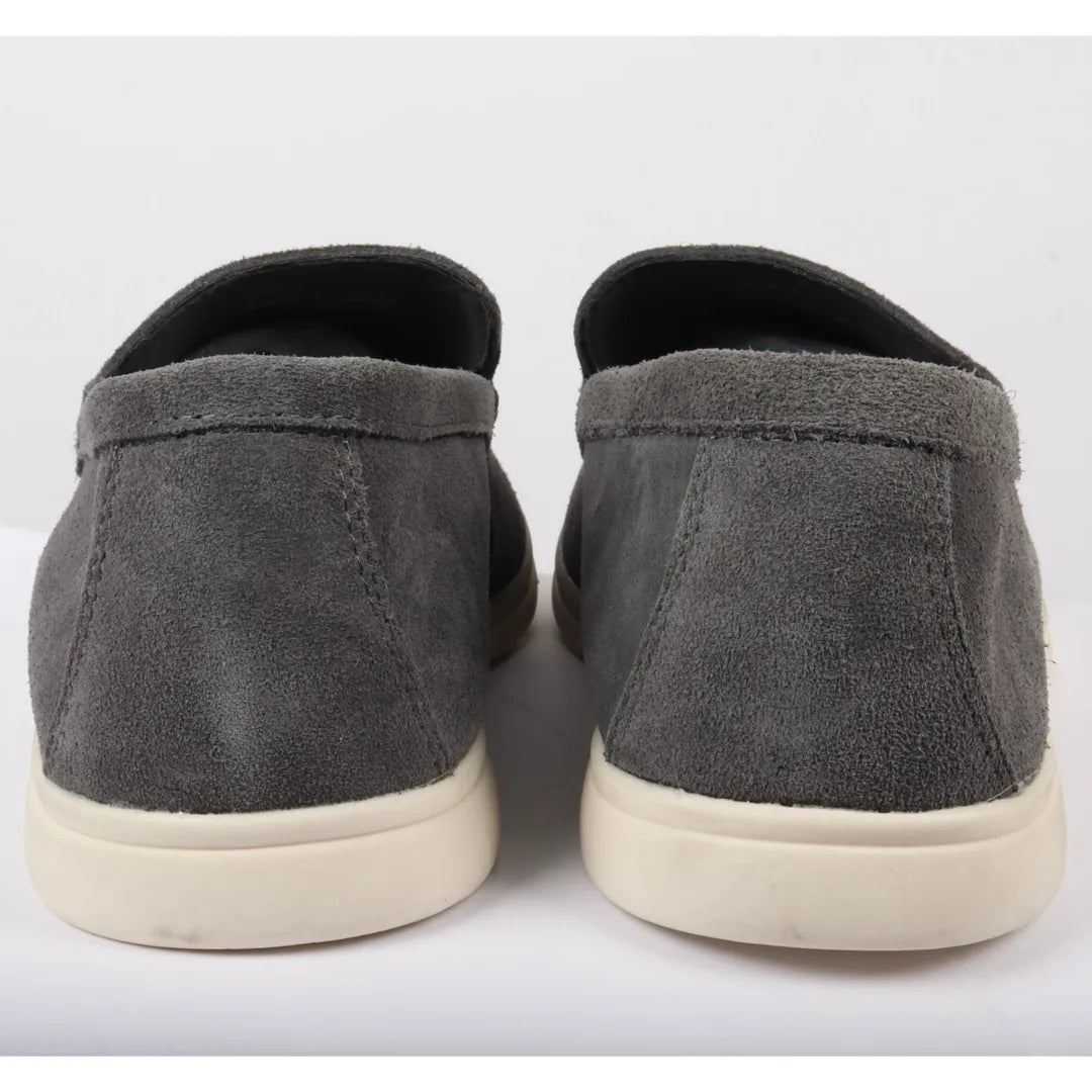Herr Grå Slip On Loafers i Mocka med Comfort Fit