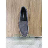 Herr Grå Slip On Loafers i Mocka med Comfort Fit