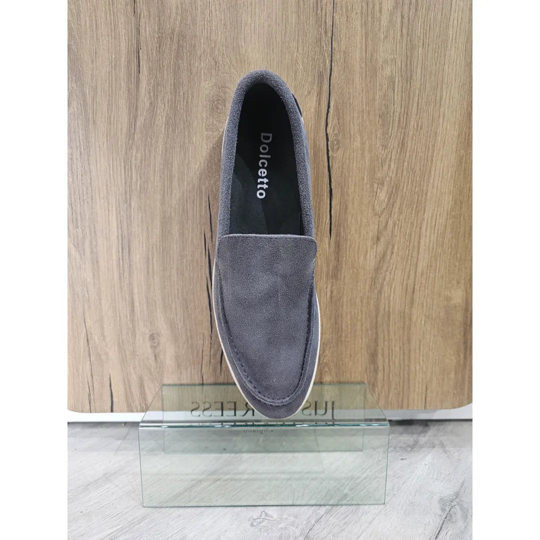 Herr Grå Slip On Loafers i Mocka med Comfort Fit