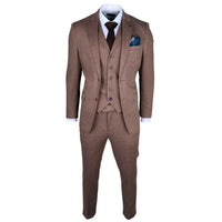 Nathan Herr Brun 3-Delad Slim Fit Kostym