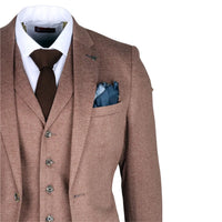 Nathan Herr Brun 3-Delad Slim Fit Kostym