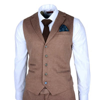 Nathan Herr Brun 3-Delad Slim Fit Kostym