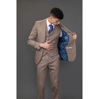 Nathan Herr Brun 3-Delad Slim Fit Kostym