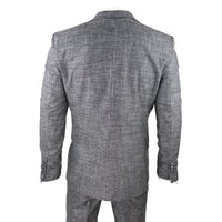 Herrkostym 3-delad gråsvart strukturerad skräddarsydd passform bröllop bal fest elegant formell