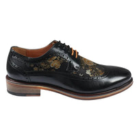 Ross - Herrskor med blommönster i läder, svart, brogue-modell