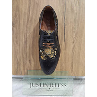Ross - Herrskor med blommönster i läder, svart, brogue-modell