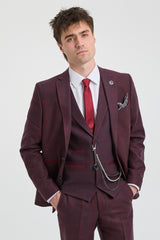 Herrkostym i ull, tweed, plommon, vinröd, 1920-tals Gatsby