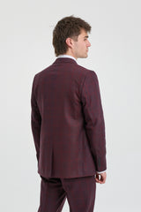 Herrkostym i ull, tweed, plommon, vinröd, 1920-tals Gatsby