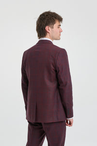 Herrkostym i ull, tweed, plommon, vinröd, 1920-tals Gatsby